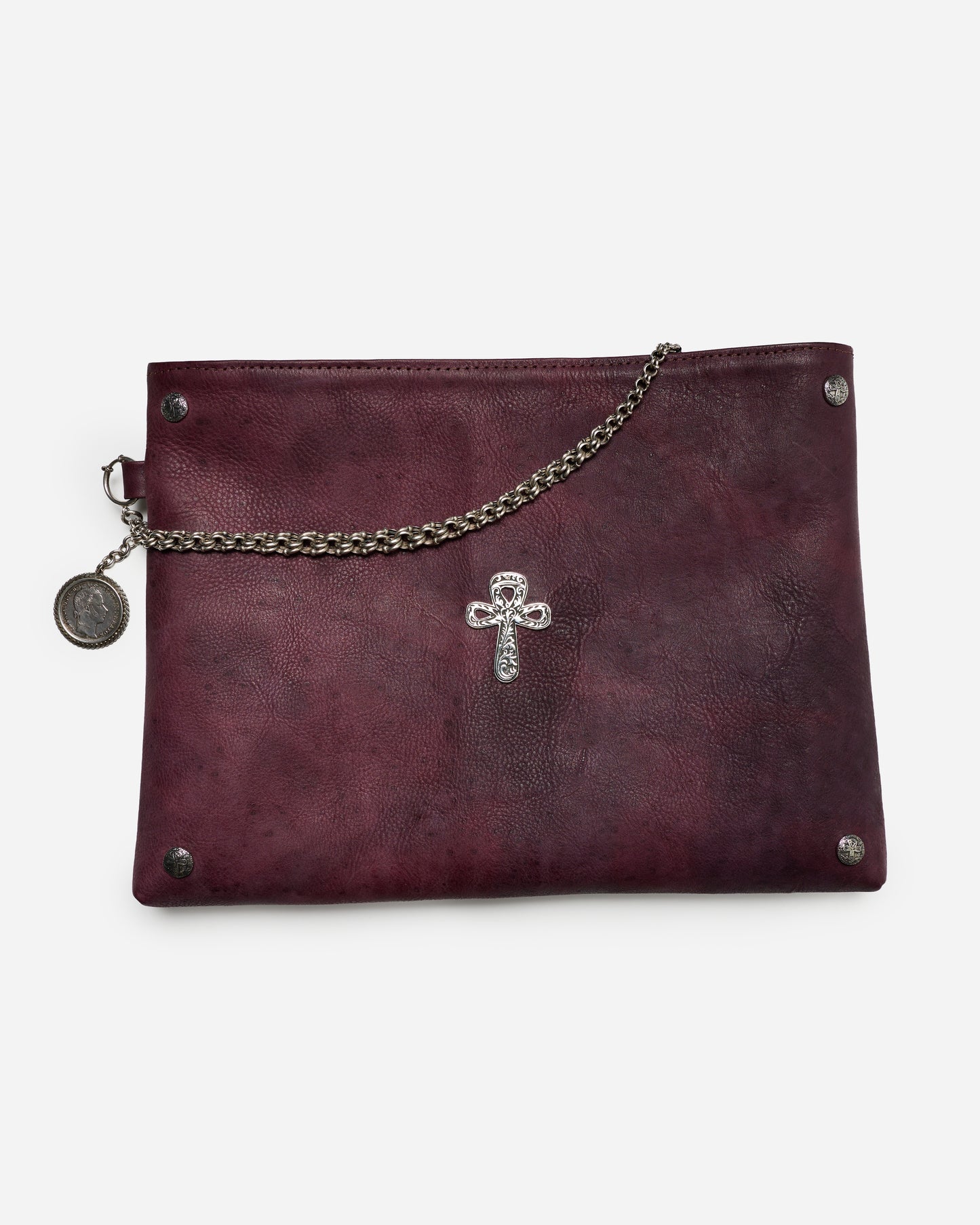 Ornate Patina Leather Clutch