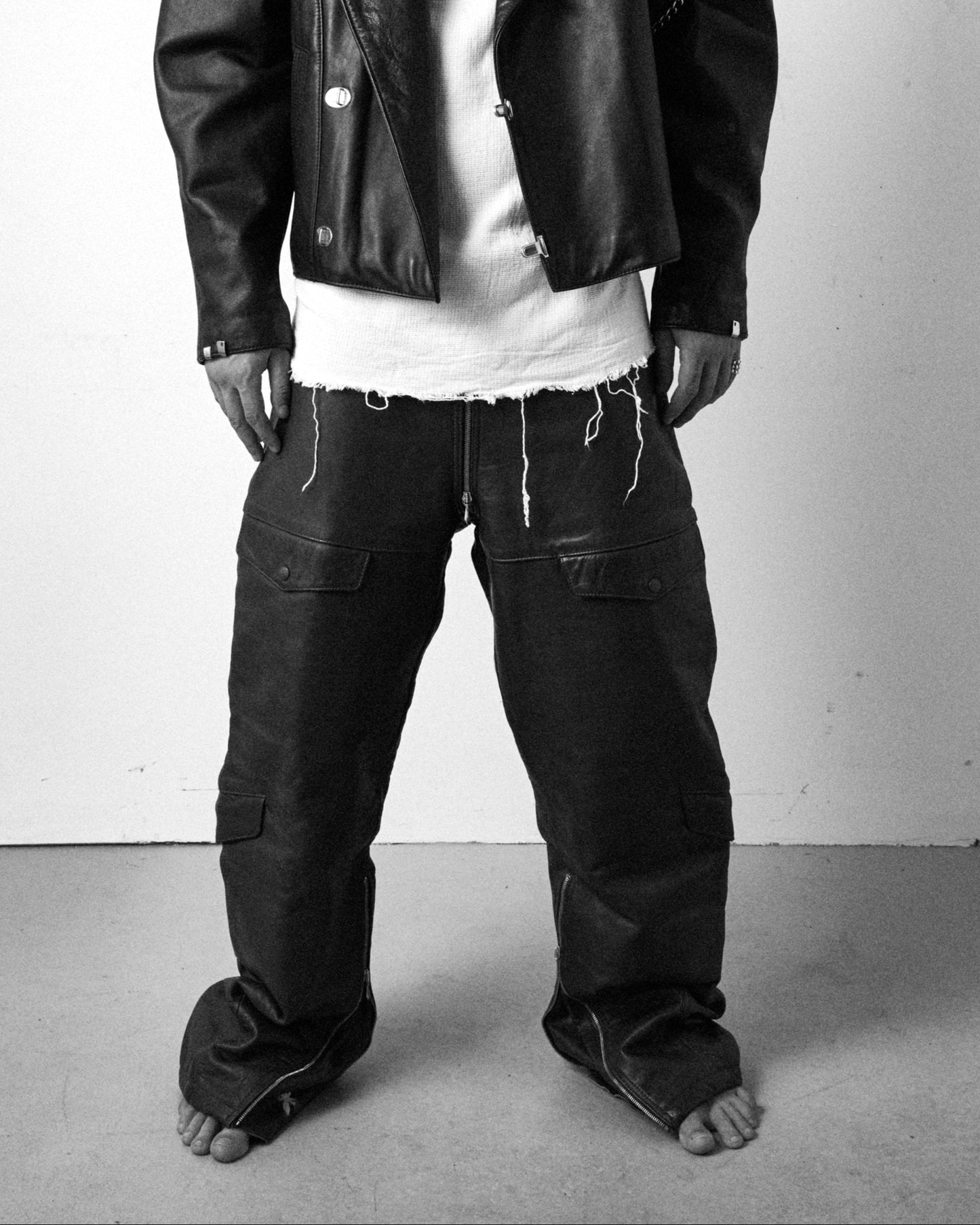 Zipper Leather Pants
